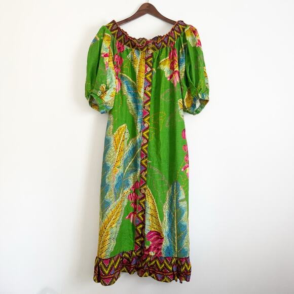 FARM RIO Banana Leaves Off Shoulder Midi Dress Small S - Picture 4 of 13